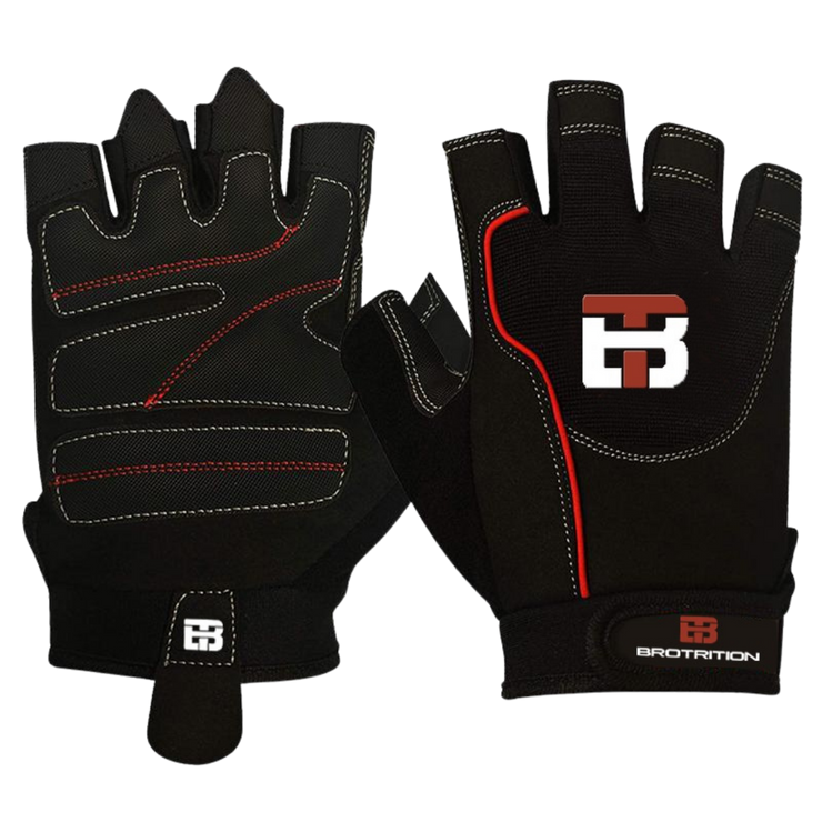 Brotrition Gloves - Black w Red & White Logo