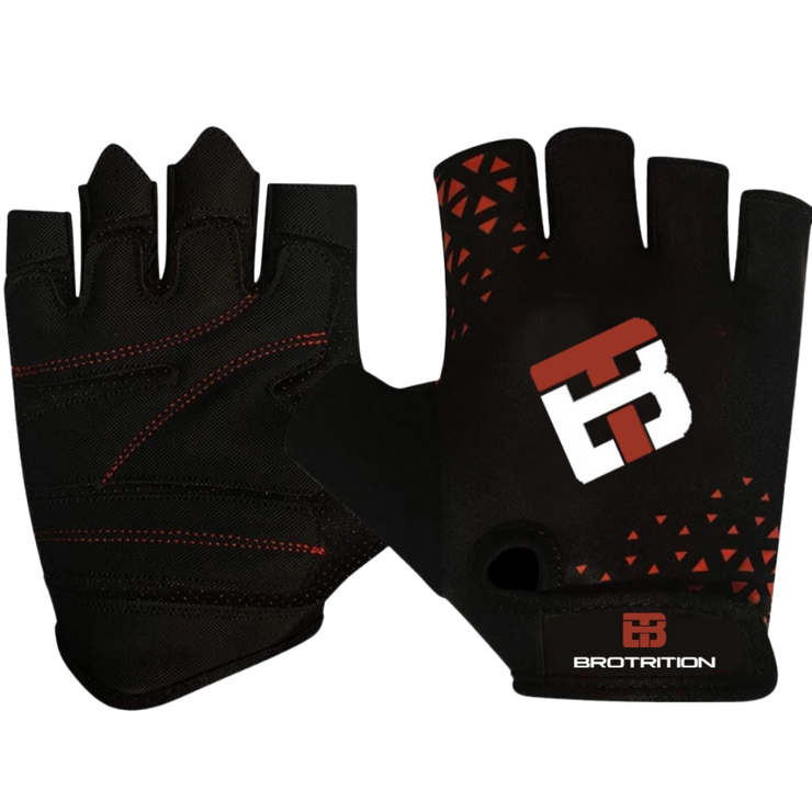 Brotrition Logo Gloves - Black & Red Design